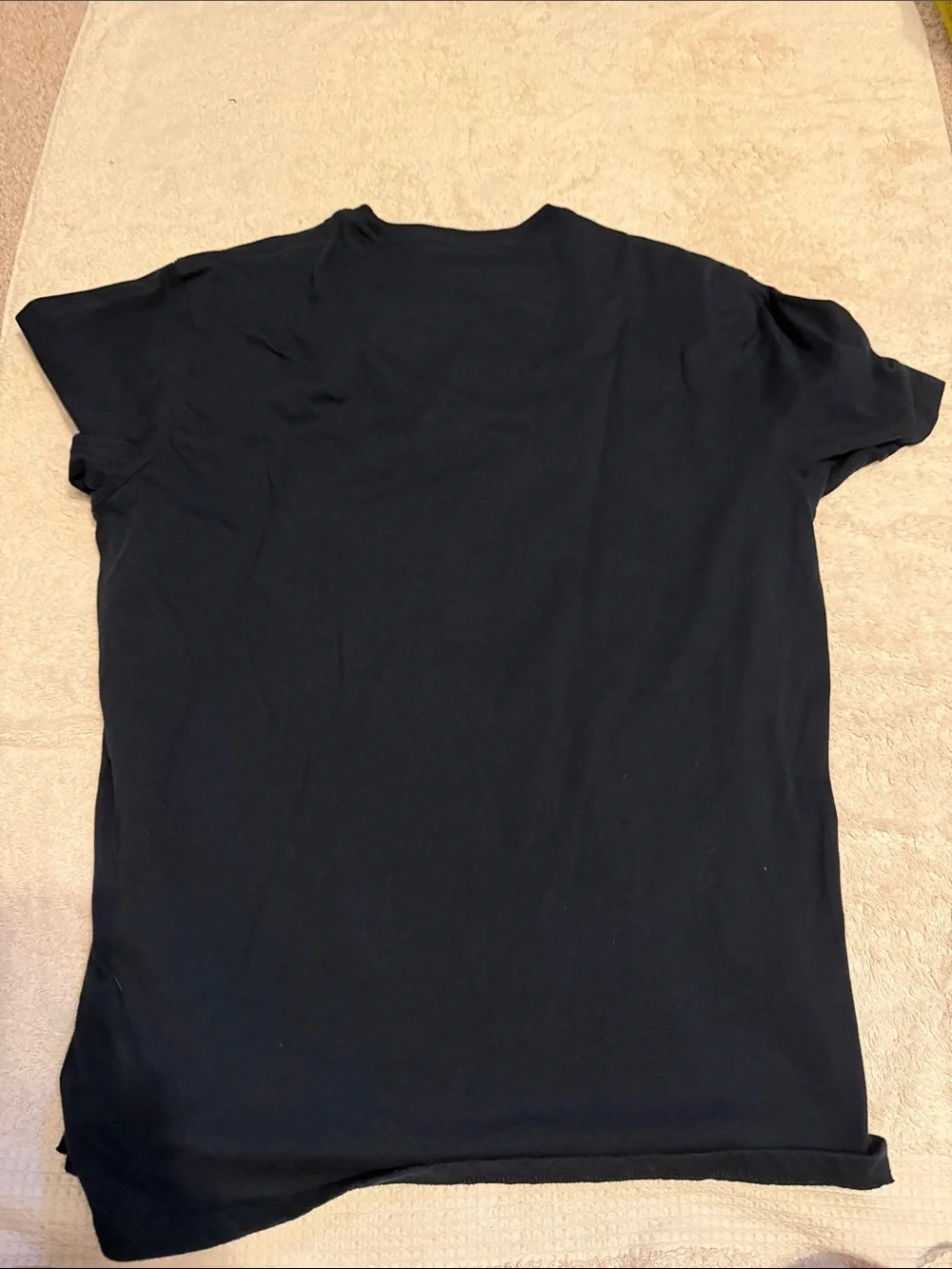Banana Republic Black Short Sleeve Tee with White and Red Ski Map Graphic